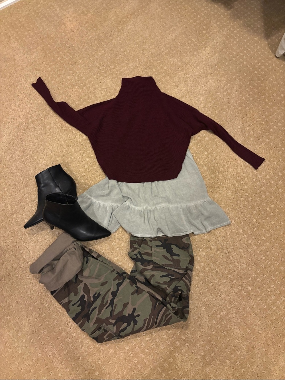 Burgundy Cropped Turtleneck Sweater